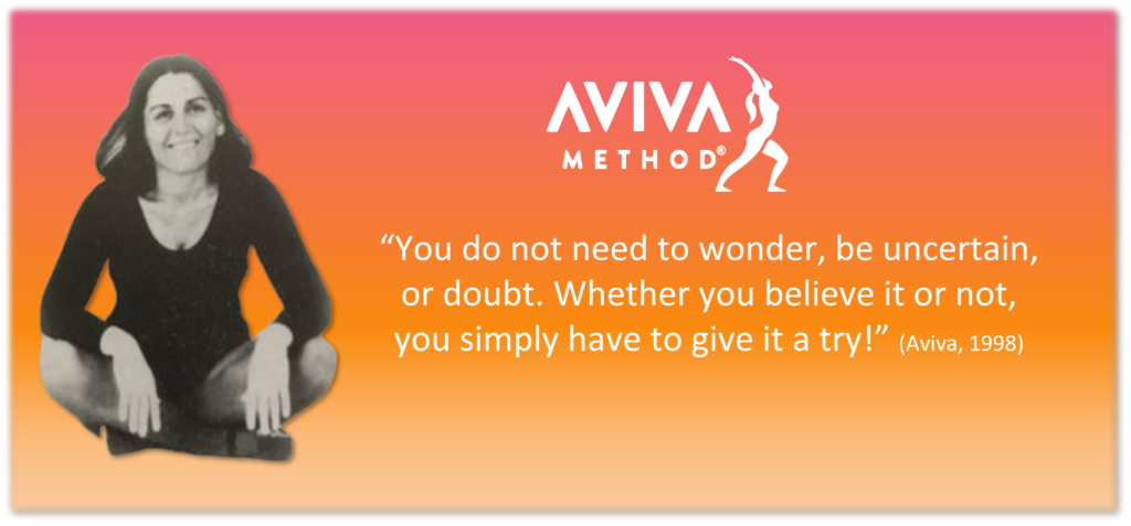 Quote by Aviva Gabriella Steiner, creator of the Aviva Method, encouraging women to try the natural movement practice supporting hormonal balance and reproductive health.