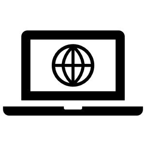 Icon indicating that an internet connection and laptop are required for Aviva Method online classes at Vitality Flame