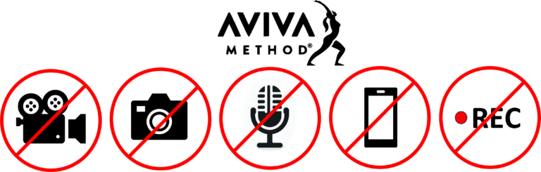 Image indicating that the Aviva Method is a registered trademark protected by law, with usage rules for participants