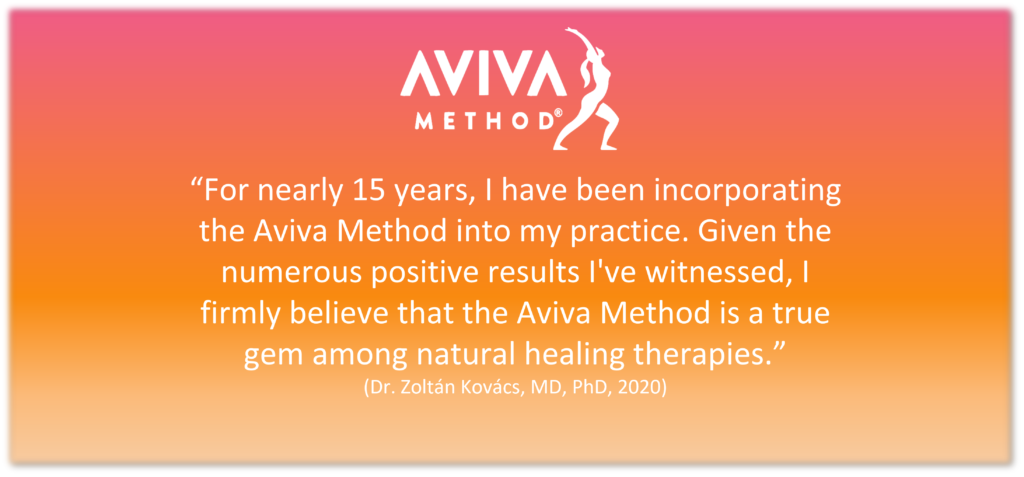 Quote by Dr. Kovács Zoltán, gynecologist, sharing long-term professional experience with the Aviva Method as a valuable natural therapy supporting women’s health.