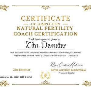 Fertility coach certificate in natural fertility support and reproductive health exercises for women.