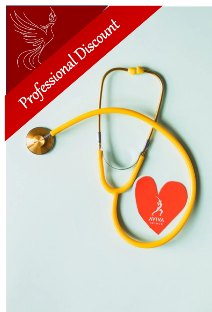 Special Aviva Method discount for healthcare, fitness, and wellness professionals, including therapists, instructors, and medical practitioners.