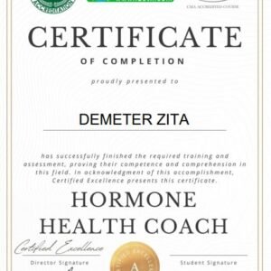 Hormonal Health Coach Certification of Demeter Zita adjusting lifestyle t support hormonal health and fertility by Aviva Method