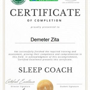 Sleep Coach certification of Demeter Zita optimouzng sleeping habits to support hormanol balance and fertility