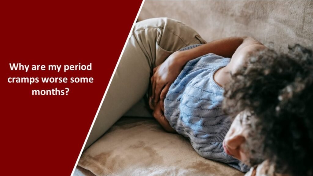 Illustration of a woman experience more painful periods due to prostaglandins and stronger uterine contractions.