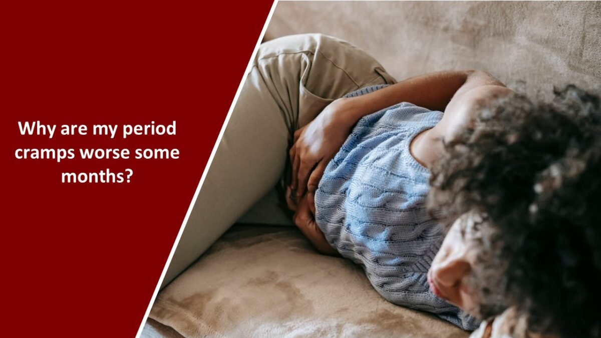 Illustration of a woman experience more painful periods due to prostaglandins and stronger uterine contractions.