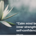 Inspirational quote about inner calm and confidence: “A calm mind brings inner strength and self-confidence” with a peaceful wellness aesthetic, promoting relaxation, hormonal balance, and natural wellbeing.