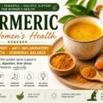 Turmeric infographic showing benefits for inflammation reduction, liver detox support, digestion, and natural hormonal balance with usage tips and dosage