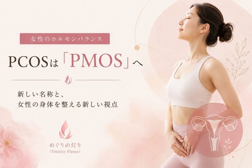 PCOSからPMOSへの名称変更と女性ホルモンバランスをイメージしたアヴィヴァ・メソッドのブログサムネイル