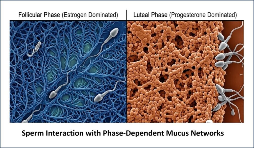 The change of the Cervical Mucus Structure based on the hormonal ratio of the different cycle phases