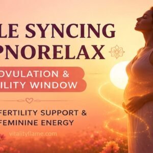 Thumbnail of the Guided Gentle hypnotic relaxation audio for ovulation support, fertility awareness, feminine energy, emotional openness, and nervous system regulation. This guided hypnotic relaxation is the third part of the Cycle Syncing Hypnorelaxation series, designed to support the fertility window and ovulation phase of your cycle — a natural time of openness, radiance, creativity, connection, and receptivity.