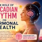 Educational thumbnail about circadian rhythm and hormonal health showing a woman’s silhouette with a biological clock, moon and sun symbols, and hormone-related elements. The image explains how the body’s internal clock influences sleep, hormones, menstrual cycle, and overall wellbeing.