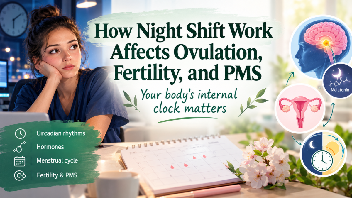 Working night shifts or rotating hours? Discover how light, sleep, and circadian disruption impact ovulation, PMS, and cycle regularity—plus actionable tips to support your reproductive hormones. Read the guide!